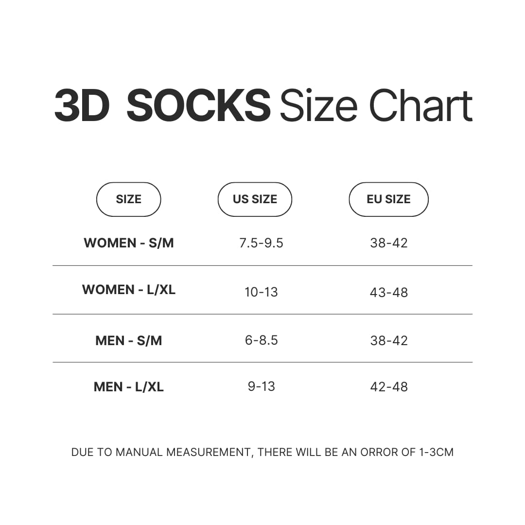 3D Socks Size Chart - Adventure Time Store